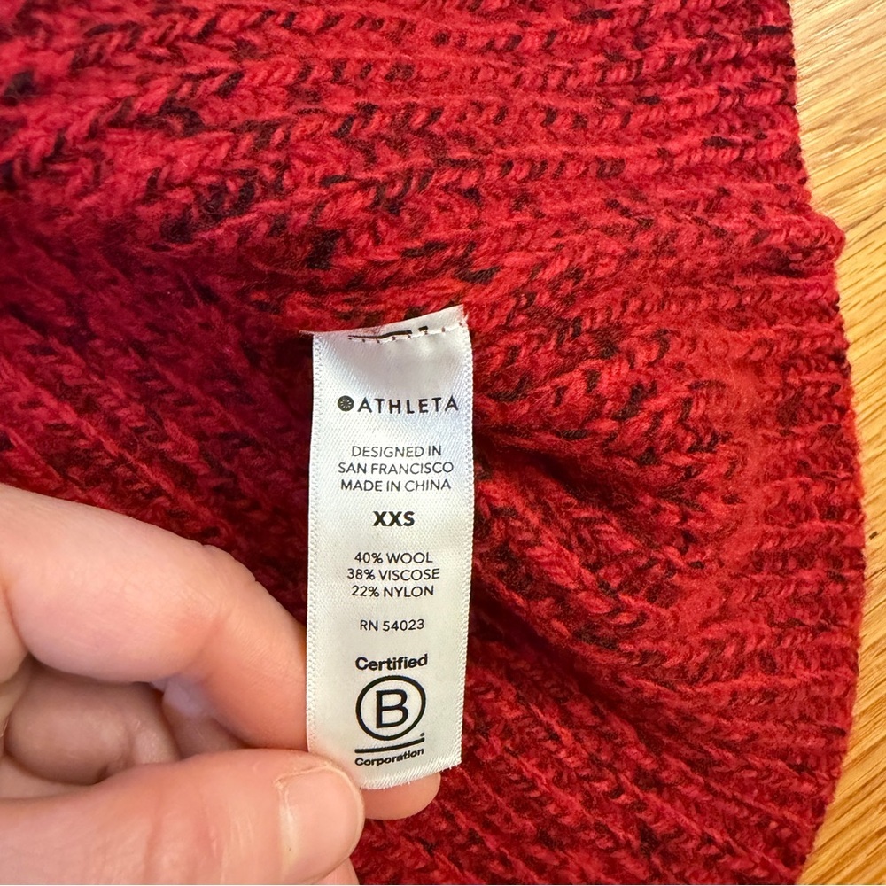 Athleta Sierra Crew Sweater in Candy Red Marl - Size XXS Wool Blend - Picture 6 of 7